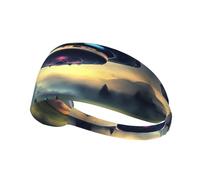 UFO Landing Printed Sports Headbands Wicking Hair Headwraps, Non-Slip Workout Headbands for Gym, Running, Yoga, Tennis