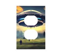 UFO Landing Unbreakable Polycarbonate Switch Plate-Modern 1 Gang Light Cover for Home Office with Matching Screws