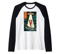 UFO Lobster Vintage Japanese Alien Abduction Raglan Baseball Tee