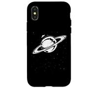 UFO on the Saturn - Stars and Outer Space Aliens Distressed Case for iPhone X/XS