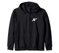 UFO on the Saturn - Stars and Outer Space Aliens Distressed Zip Hoodie