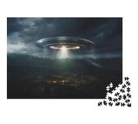 UFO Over Forest 1000-Piece Puzzle for Adults, 70x50cm/1000pcs; for An Enjoyable Break at The Table; White Cardboard for Cleaner Sorting