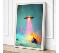 UFO Over Frozen Landscape Canvas Wall Art Print 18x12 Inch