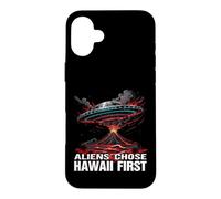 UFO Over Volcano Island Humor Case for iPhone 16 Plus