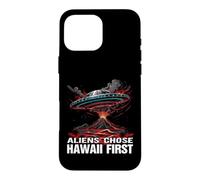 UFO Over Volcano Island Humor Case for iPhone 16 Pro Max