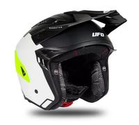 UFO Sheratan Jet Street Trials Helmet White Black Neon Yellow Matt - All Sizes