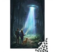 UFO Sighting in The Forest 1000-Piece Jigsaw Puzzle for Adults, 52x38cm/1000pcs, New Year Indoor Activity, Winter Downtime And January Evenings