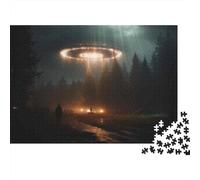 UFO Sightings Alien Abduction Adult 1000-Piece Jigsaw Puzzle, 38x26cm/1000pcs, A Thoughtful Gift for A New Home; Clean White Cardboard for Sorting