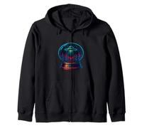 UFO Snow Globe Alien Abduction Scene Zip Hoodie