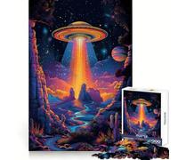 UFO Spaceship on The Hill 1000-piece Puzzle for Teenagers Mind Wellness Relaxed Leisure Sharp Edges Heartfelt Gift (38x52cm)