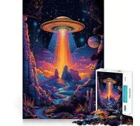 UFO Spaceship on The Hill Jigsaw Puzzle1000 Pieces Mind Train Fun Clean Cut Sturdy Components Captivating Leisure for Cozy Indoors (38x26cm)
