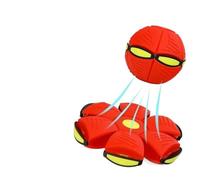 UFO Stomp Magic Ball, Portable Pet Toy Flying Saucer Balls, Creative Doggy Disc Ball, Decompression Flying Flat Throw Dog Balls Toy For Childrens Kids Sports, Outdoor Games(Red)