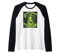 UFO The Truth is Irrational Cow Abduction 3.14 Math Pi Day Raglan Baseball Tee