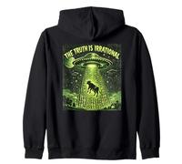UFO The Truth Is Irrational Cow Abduction 3.14 Math Pi Day Zip Hoodie
