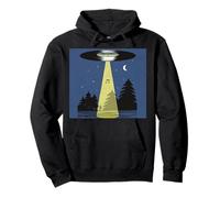 UFO Vinyl Record Beam Night Forest Moon Music Art Pullover Hoodie