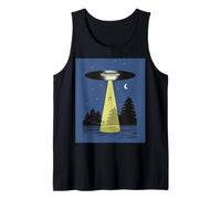 UFO Vinyl Record Beam Night Forest Moon Music Art Tank Top
