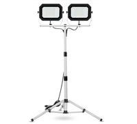 UFOND 20000 Lumen Work Lights with Stand, 200W Dual Head LED Work Light, Waterproof Lamp with Individual Switch, Adjustable Metal Telescoping Tripod 10Ft Power Cord