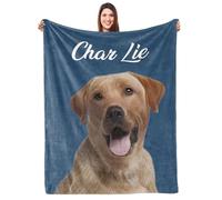 UFOORO Custom Pet Blanket, Personalized Pet Photo Blanket, Custom Dog Gift with Photo and Name, Dog Portrait Gifts- Memorial Gifts for Cute Lover, Forever & Always for Your Loved Ones