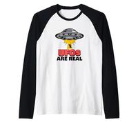 UFOs are Real (Funny Alien Graphic) Raglan Baseball Tee