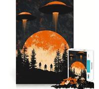 UFOs Over Forest 1000-piece Jigsaw Puzzles Brain Focus Game Expert Cutting Craftsmanship Fascinating Hobby for Idle Moments (38x52cm)