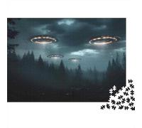 UFOs Over Forest Adult Jigsaw Puzzle, 1000 Pieces, 52x38cm/1000pcs; Low-dust Pieces for A Tidier Table; for Quiet Focus at Your Own Pace