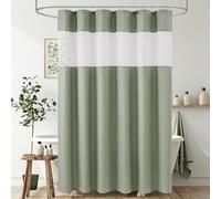 UFRIDAY Green Waffle Weave Shower Curtain 72x72 inch, Spa Like Hotel Style Bath Curtain with Mesh Top Window, Heavy Duty Thick Fabric Shower Curtain for Bathroom, Machine Washable Water Resistant