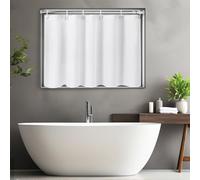 UFRIDAY White Bathroom Window Curtain with Hooks, Narrow Short Fabric Privacy Waterproof Window Shower Curtain for Bathroom, Small Curtain for Bathroom Windows,Kitchen,Car,Rack,W40 x L36 Inch