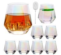 Ufrount Diamond Wine Glasses Set of 8,Iridescent Stemless Red Wine Glass Cup,Geometric 10 OZ Christmas Wine Glassware White Wine Party Glass Tumblers for Bourbon,Whiskey,Wedding.