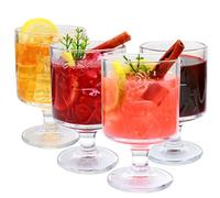 Ufrount Vintage 8oz Wine Glasses,Cute Embossed Moose Water Goblet Set of 4,Charming Christmas 250ml Short Stemware Decorative Glass Cups Set for Juice,Mixed Drinks, Cocktail,Restaurant