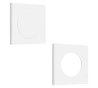 UFUFMATE Two Gang Blank Wall Plate, 2Pcs White Square Plastic Switch Cover with A Detachable Snap in Circular Hole Cover for Unused Outlets or Switches