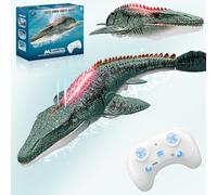UFULMN Remote Control Mosasaurus Dinosaur Toys for Boys Kids Swimming Pool High Simulation Toys, Electric RC Sea Monster with Light & Spray Water Birthday Gift for Ages 3 4 5 6 7 8 9