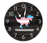UFunhome LGBT Pride Wood Wall Clocks Lesbian Transgender Dinosaur Hanging Battery Operated Silent Quartz 10 Inch Progress Pride Rustic Chic Clock For Living Room Kitchen Home Office Bedroom