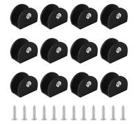 UFURMATE 12Pcs Adjustable Half Round Glass Shelf Brackets Aluminum Alloy Glass Clamp Clips Wall Mounted Shelf Holder Supports for 6-8mm Thick Glasses (Black)