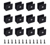 UFURMATE 12PCS Adjustable Square Glass Shelf Brackets Aluminum Alloy Glass Clamp Clips Wall Mounted Black Glass Holder Supports Mounting Brace for 6-8mm Thick Glass Shelves