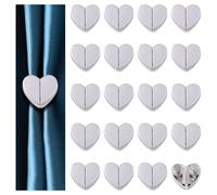 UFURMATE 20 Pairs Heart-Shaped Magnetic Curtain Closure Decorative Detachable Drape Buckle for Indoor Outdoor Use Keep Curtains Closed Prevent Light Leakage (Silver)