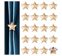 UFURMATE 20 Pairs Star-Shaped Magnetic Curtain Closure Decorative Detachable Drape Buckle for Indoor Outdoor Use Keep Curtains Closed Prevent Light Leakage(Gold)