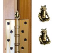 UFURMATE 2Pcs Hinge Head Home Decoration Magnetic Mini Frog Decorative Topper for Hinges Creative Brass Frogs Hinge Heads Magnets Ornaments(Thinking Frog)