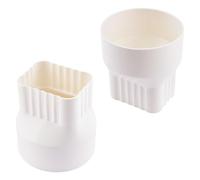 UFURMATE 2x3x4 Downspout Drainage Adapter 2Pcs PVC 8.7 x 6.5cm Gutter to Drain Pipe Adapter for Connecting 2"x 3" Square Downspout to 4" Round Sewer and Drain Pipe (White)