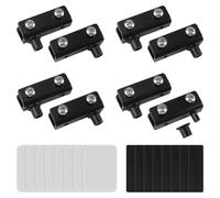 UFURMATE 4 Pairs/8Pcs Frameless Glass Door Pivot Hinges Adjustable Cabinet Door Clamp Hinge Fits 3-5mm Free Swinging Glass (Black)