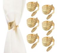 UFURMATE 6pcs Curtain Tie Backs, Simple Elegant Large and Small Leaf Curtain Tieback DIY Decorative Holdbacks for Lightweight Gauze Curtains(Gold)