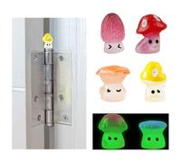 UFURMATE 6PCS Luminous Mushroom Hinge Topper Decoration Glow in The Dark Little Resin Mushroom Hinges Head Magnets Ornaments Cute Art Hinge Head Figurine