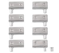 UFURMATE 8PCS Glass Door Hinge Frameless Glass Door Pivot Hinges Clamp Adjustable Silver Cabinet Pivot Hinge Clip Replacement Kit, Fit for 5-8mm Free-Swinging Glass Door