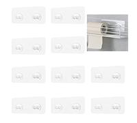 UFURMATE Adhesive Sticker Hooks, 10Pcs Transparent Shower Caddy Adhesive Hooks Bathroom Corner Shelf Holders No Drilling Shower Caddy Basket Supports for Bathroom Kitchen (Double Hook)