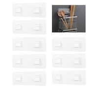 UFURMATE Adhesive Sticker Hooks, 8Pcs Transparent Shower Caddy Adhesive Hooks Bathroom Corner Shelf Holders No Drilling Shower Caddy Basket Supports for Flat & Round Wire Basket (7x20 CM)