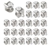 UFURMATE Adjustable Glass Shelf Bracket Pegs 40Pcs Zinc Alloy Frameless Glass Shelf Holder Half Round Cabinet Clamp with Pin Wall Mounted Clips for 4-8mm Glasses (Brushed White)