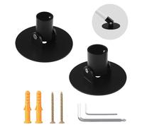UFURMATE Adjustable Shower Curtain Rod Bracket, 2Pcs Different Sizes Titanium Steel Single Swivel Flange Heavy Duty Closet Rod Holder with Screws (Black, Inner Dia. 22mm & 26mm)
