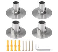 UFURMATE Adjustable Shower Curtain Rod Bracket, 4Pcs Different Sizes Titanium Steel Single Swivel Flange Heavy Duty Closet Rod Holder with Screws (Silver, Inner Dia. 22mm & 26mm)