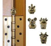 UFURMATE Animal Hinge Head Decoration Set, 4Pcs Magnetic Vintage Hinge Heads Topper Creative Brass Magnets Ornaments (Rat,Ox,Tiger,Sheep)