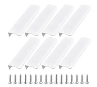 UFURMATE Back Mount Finger Edge Pull, 8Pcs Bright White Aluminum Alloy Hidden Handles Curved Edges Concealed Finger Pull Handles Invisible Tab Pulls with Screws for Drawer, Cabinet (150mm/5.9in)