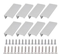 UFURMATE Back Mount Finger Edge Pull, 8Pcs Matte Silver Space Aluminum Hidden Handles Concealed Finger Pull Handles Invisible Tab Pulls with Screws for Drawer, Cabinet (80mm/3.15in)